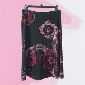 New York & Company Blk/Pink/ Red Knit Skirt with Beaded Detailing